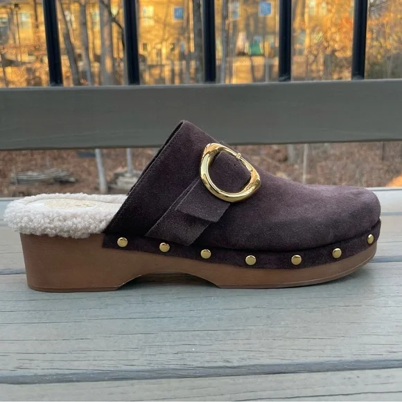 NWOB Vince Camuto Canzenee Sherpa Clogs in Rootbeer Suede size 9 - Picture 13 of 16